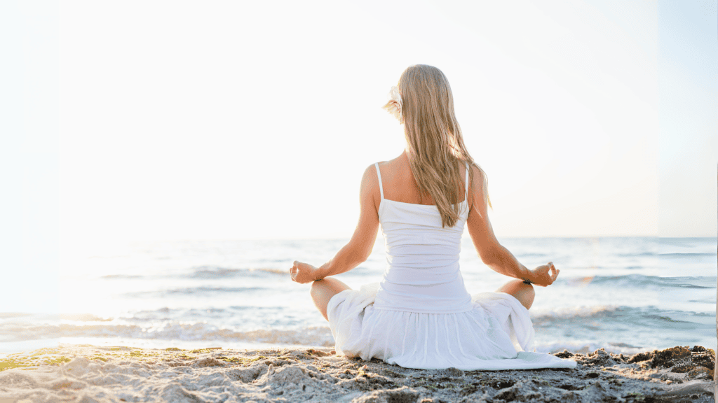 meditating on beach